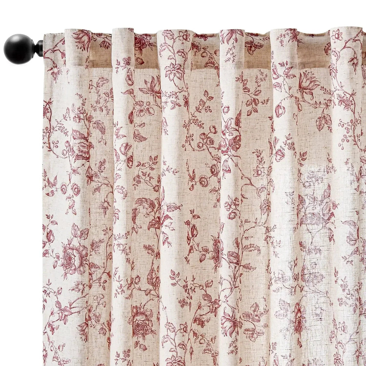 Window Curtain, Amelie Floral Linen Blend Curtains (2 Panels), Machine-Washable Care for Bedrooms, Living Rooms and Home Privacy image 7