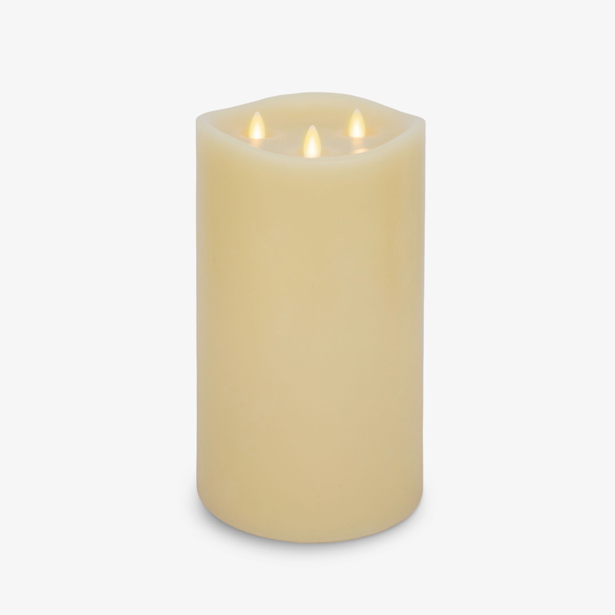 Flameless Candle, Ivory Tri Flame Grand Pillar Melted Top for Mantels, Entryways and Holiday Displays, 2 Size Options image 7