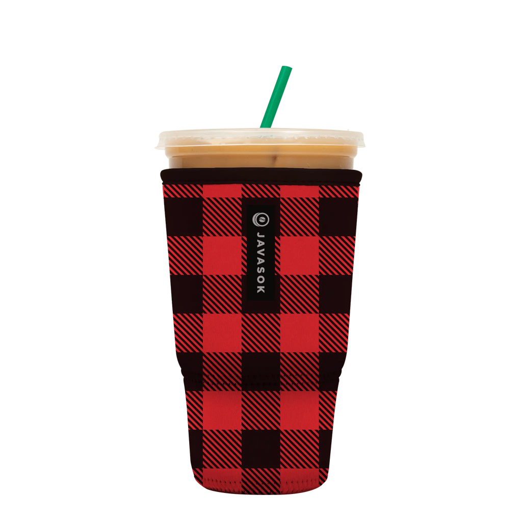 Reusable Cup Sleeve, Buffalo Check, Neoprene Construction for Iced Coffee, Cold Drinks and Condensation Control image 7