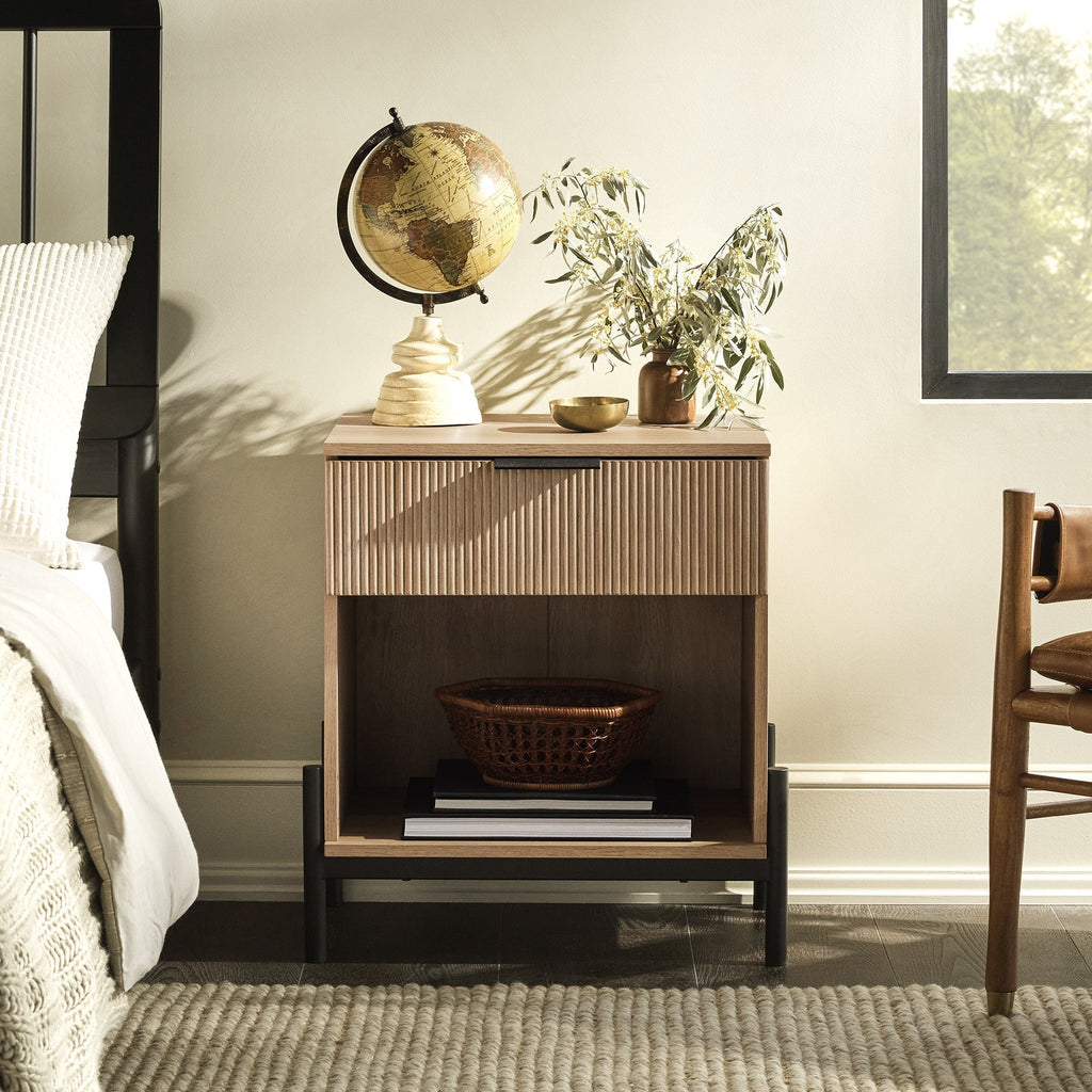 Nightstand, Paris Modern Scandinavian Reeded for Bedside Storage, Bedroom Organization and Guest Rooms, 2 Sizes and 3 Colors image 7