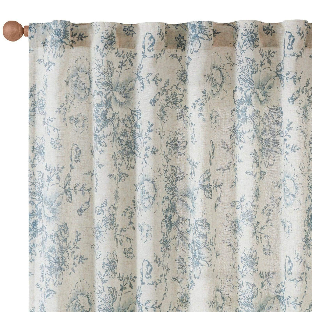 Window Curtain, Peony Print Linen Blend 3 in 1 Curtains (2, Machine-Washable Care for Bedrooms, Living Rooms and Home Privacy image 7