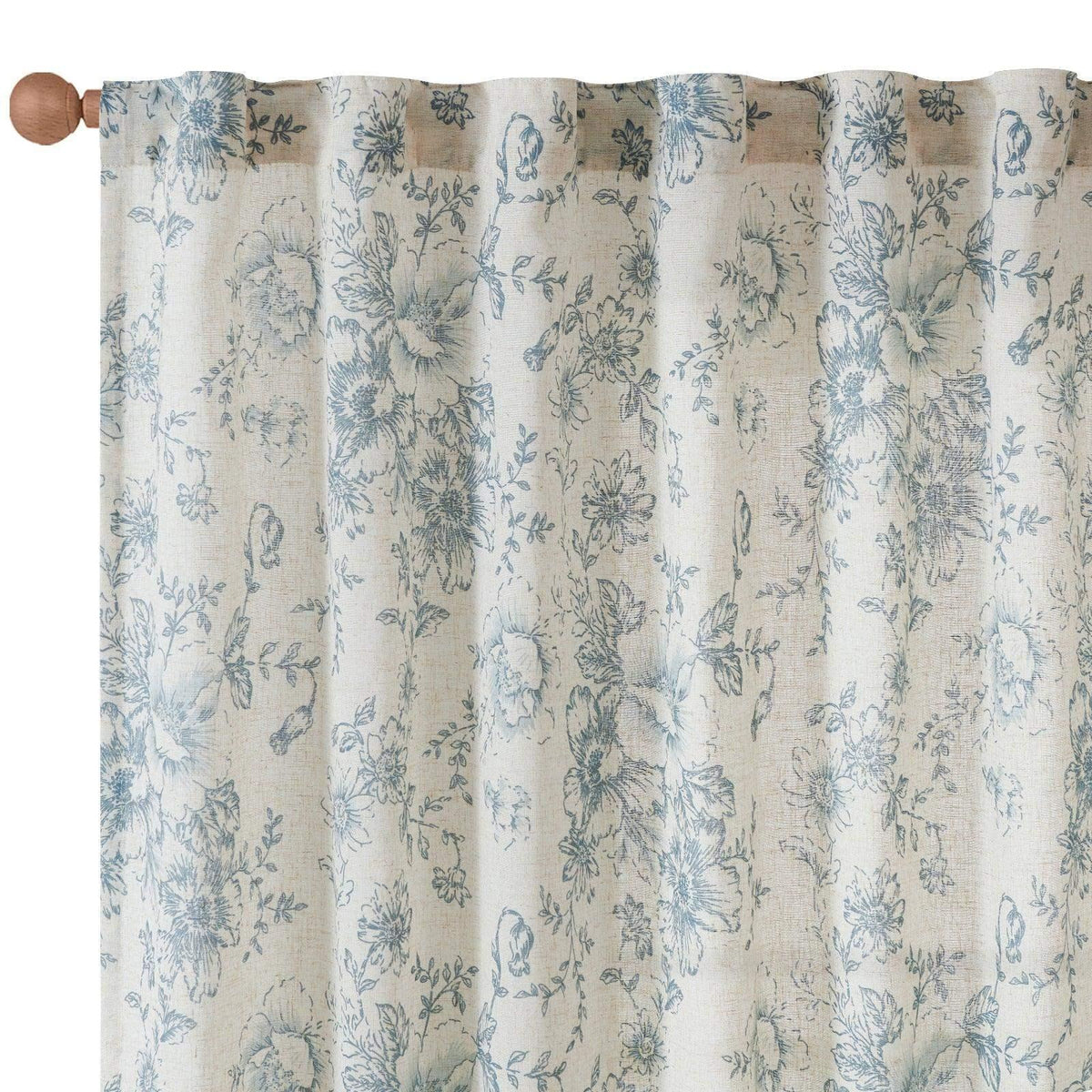 Window Curtain, Peony Print Linen Blend 3 in 1 Curtains (2, Machine-Washable Care for Bedrooms, Living Rooms and Home Privacy image 7