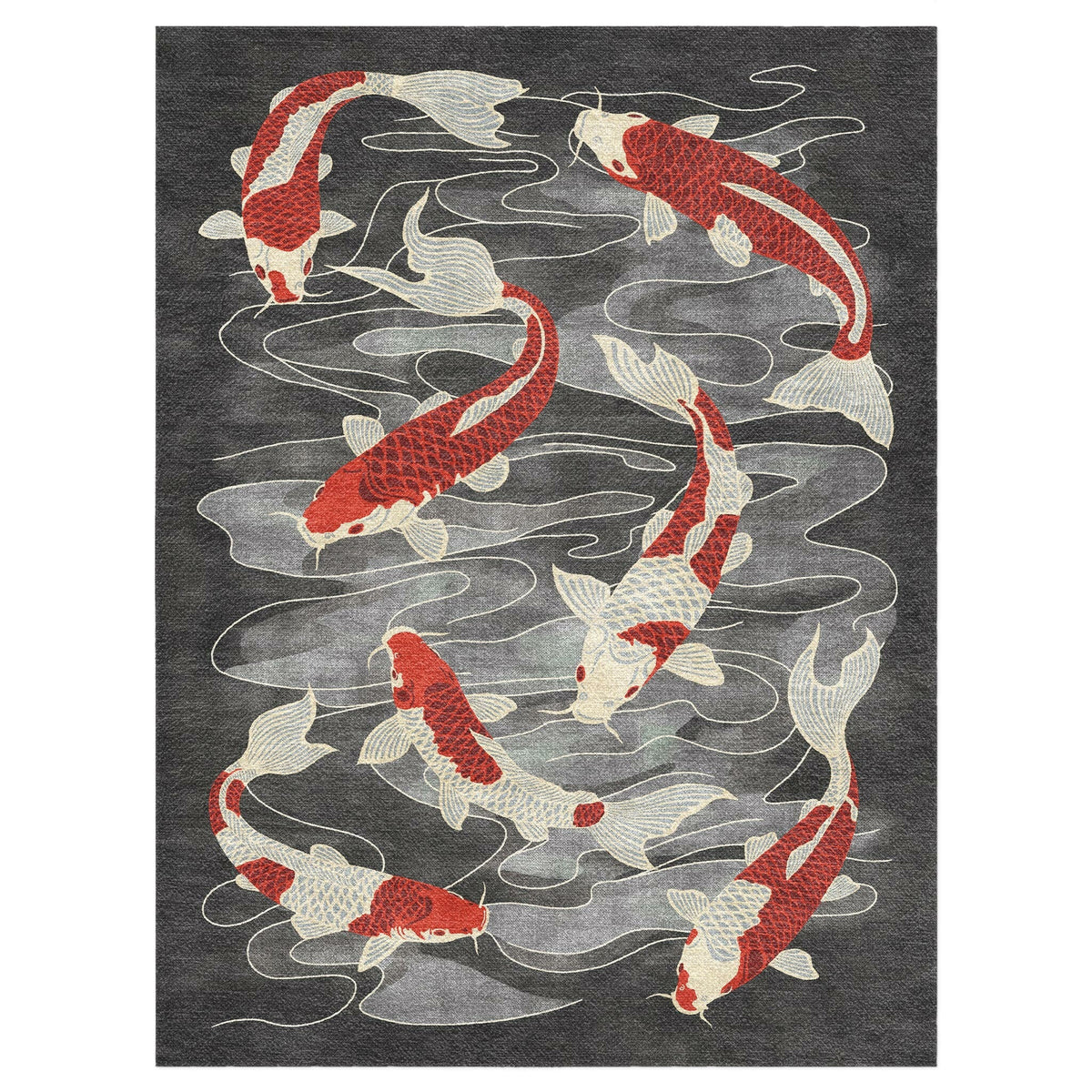 Area Rug, Koi Pond Charcoal for Living Rooms, Bedrooms and Entryways, 8 Size Options, Designed for Hallways, Dining Spaces and Home Decor image 7
