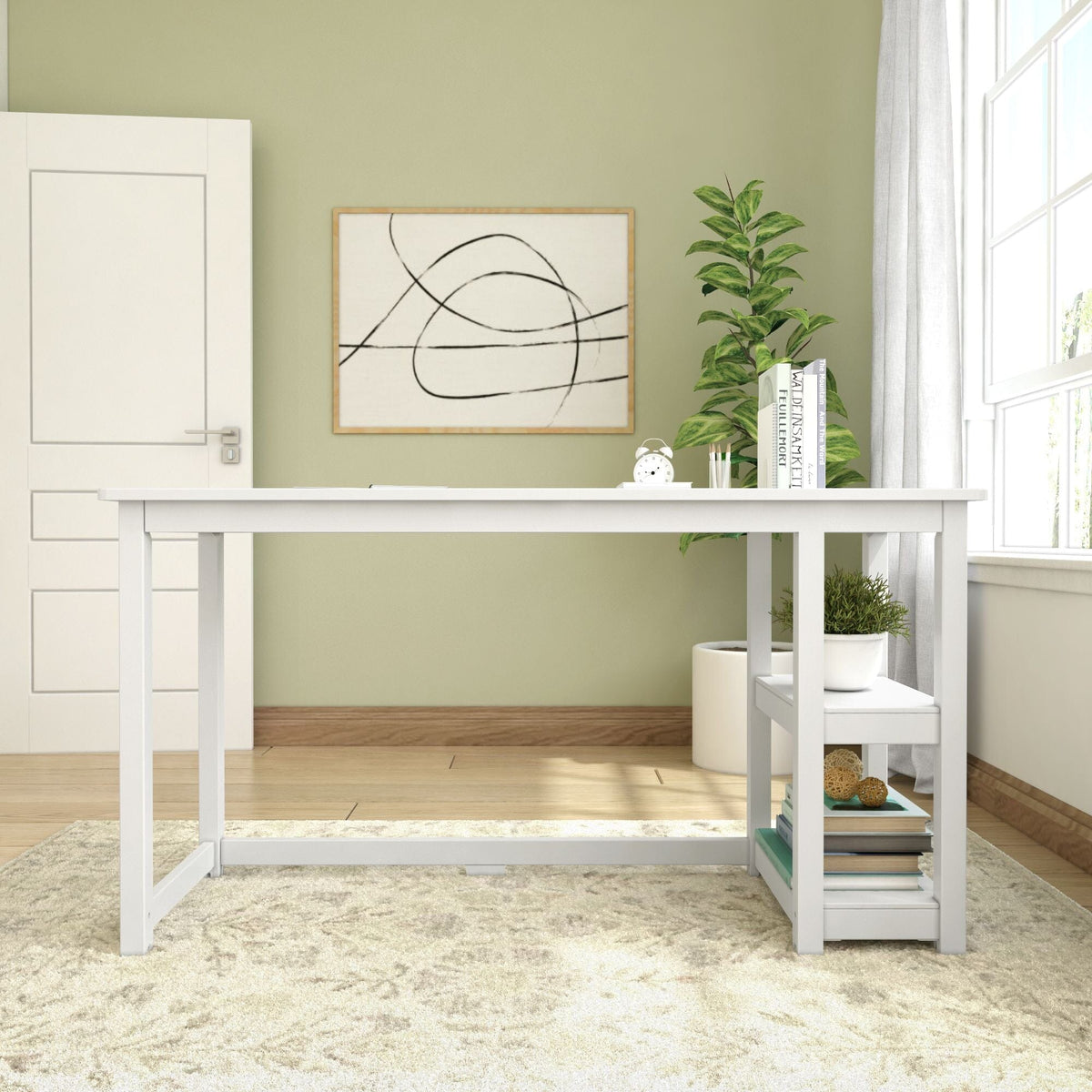 Computer Desk, 55", Solid Wood Construction for Home Offices, Computer Work and Study Spaces, 3 Color Options image 7