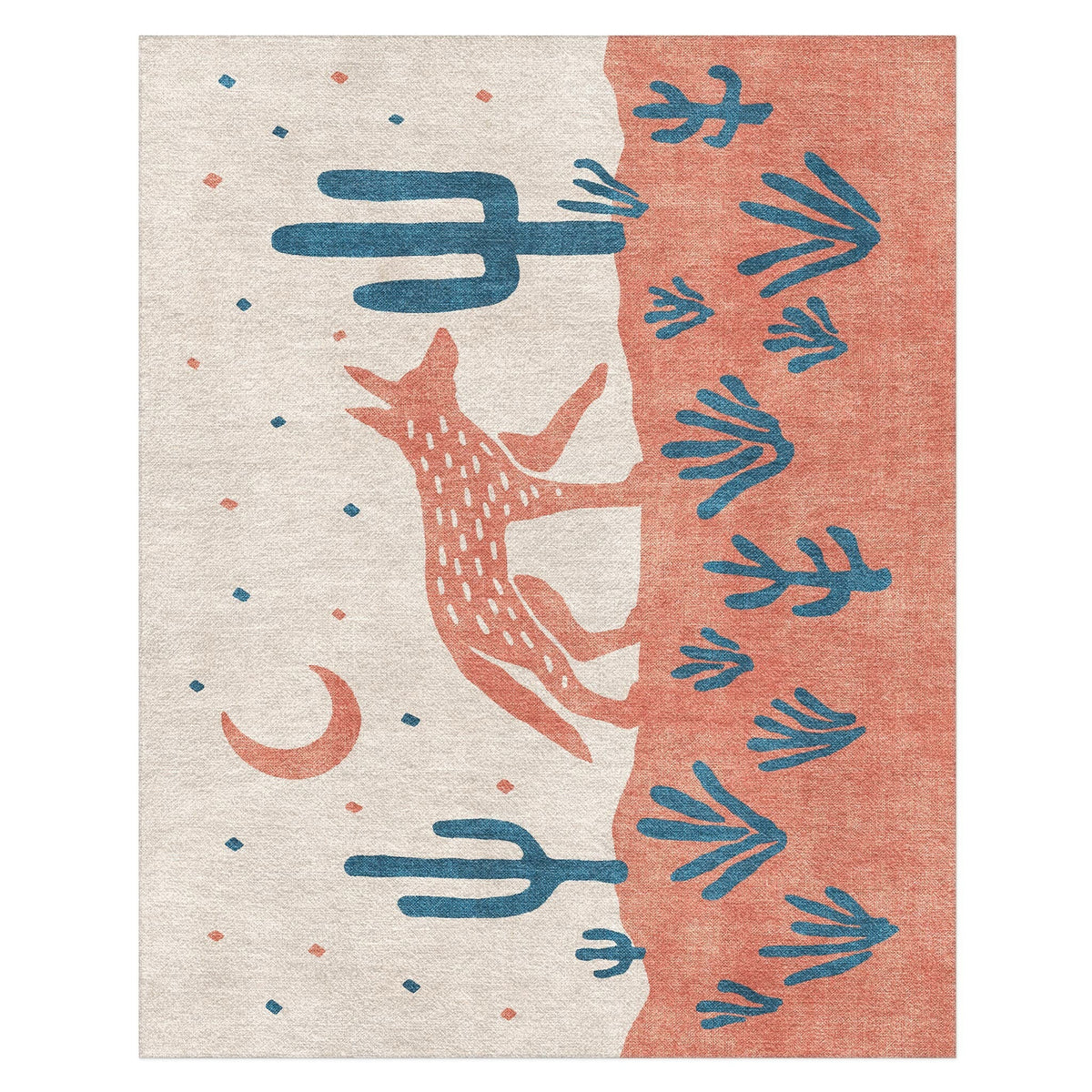 Area Rug, Desert Coyote Denim Blue & Terracotta for Hallways, Dining Spaces and Home Decor, 9 Size Options image 7