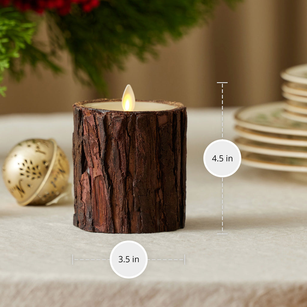 Flameless Candle, Real Bark Wood Pillar for Mantels, Entryways and Holiday Displays, 2 Size Options image 7