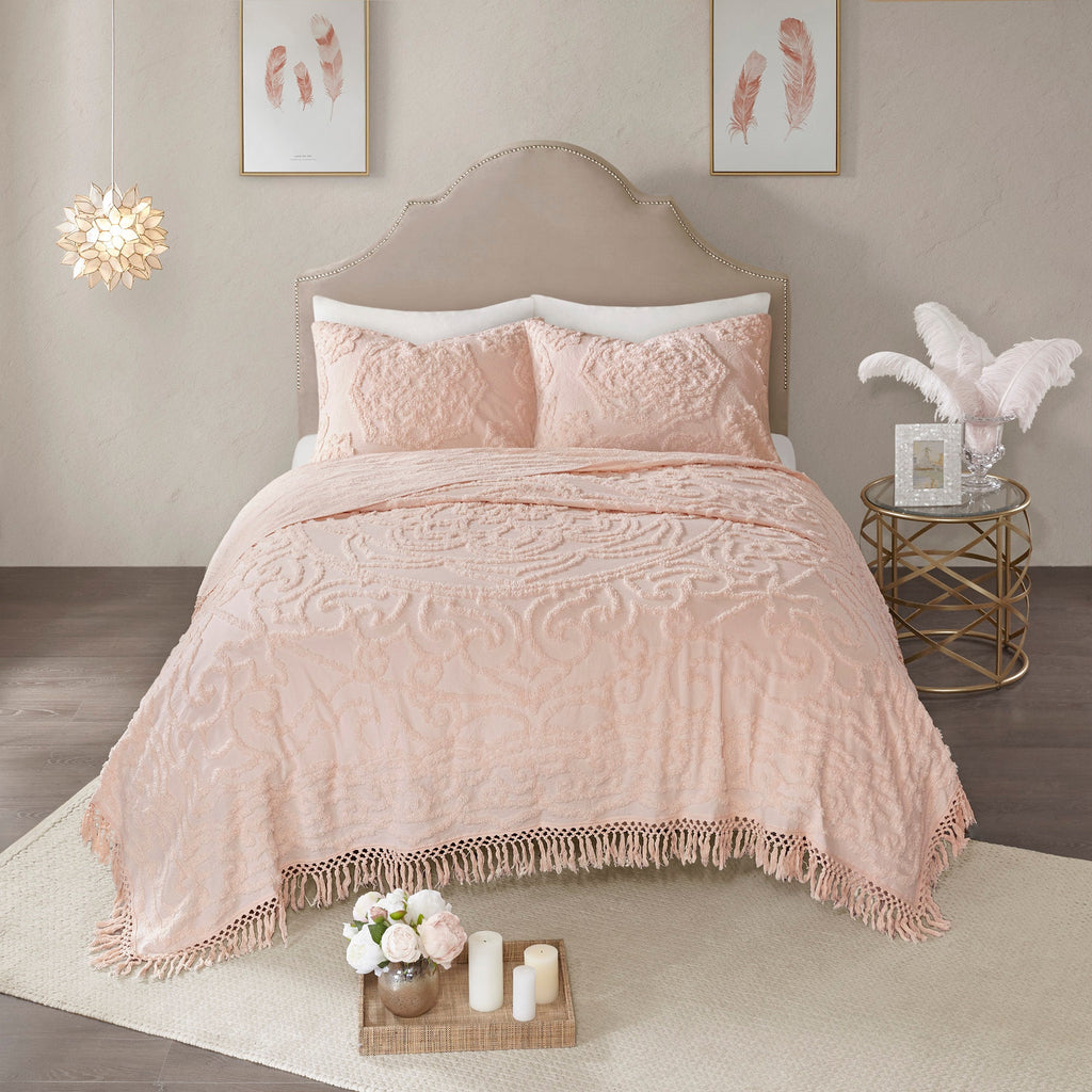 Bed Quilt, Laetitia Tufted Cotton Chenille Medallion, Machine-Washable Care for Bedroom Layering and Everyday Bedding, 3 Size Options image 7