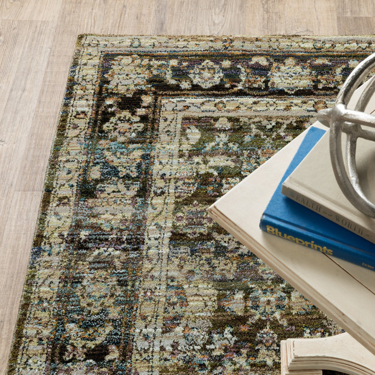 Area Rug, Andorra 7125C Green Brown for Living Rooms, Bedrooms and Entryways, 11 Size Options image 7