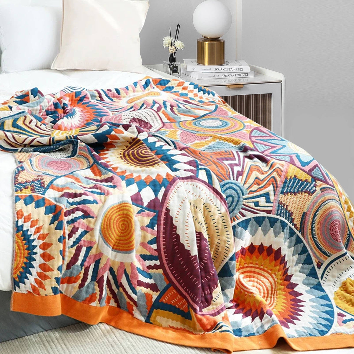 Cozy Throw Blanket, Boho Cotton, Machine-Washable Care for Living Rooms, Bedrooms and Everyday Lounging, 12 Color Options image 7