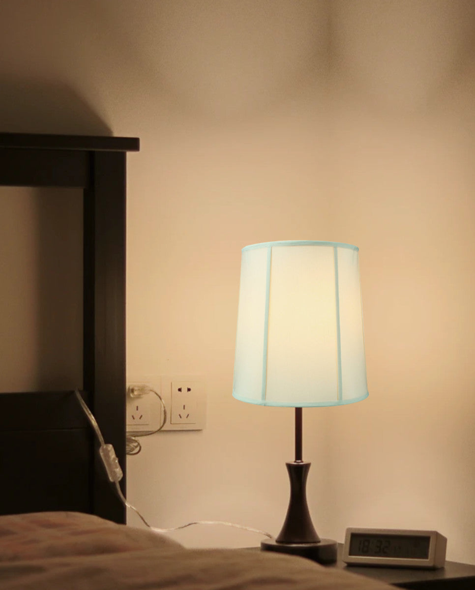 Lamp Shade, 14"W x 15"H Drum with Piping Eggshell for Lamp Replacement, Reading Corners and Living Spaces image 7