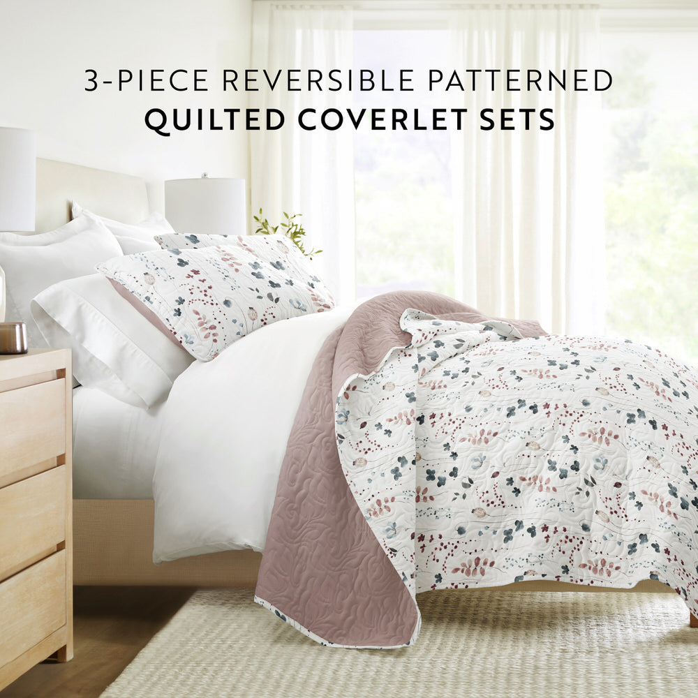 Quilted Coverlet Set, Poppy Bloom Reversible for Guest Bedrooms, Layered Beds and Everyday Bedding, 3 Size Options image 7