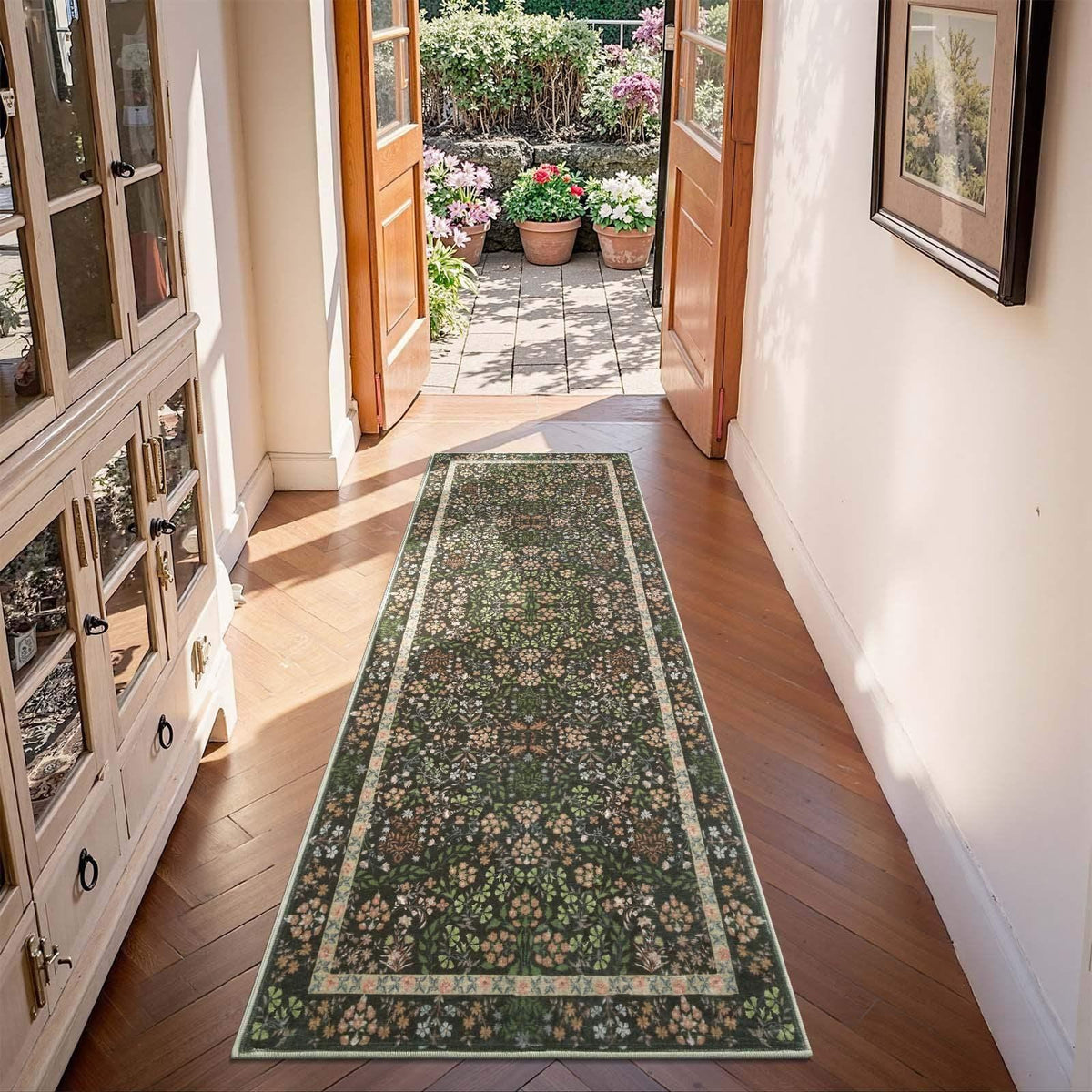 Area Rug, Vintage Foliage Floral, Lightweight Design, Non-Slip Design for Hallways, Dining Spaces and Home Decor, 19 Sizes and 4 Colors image 7