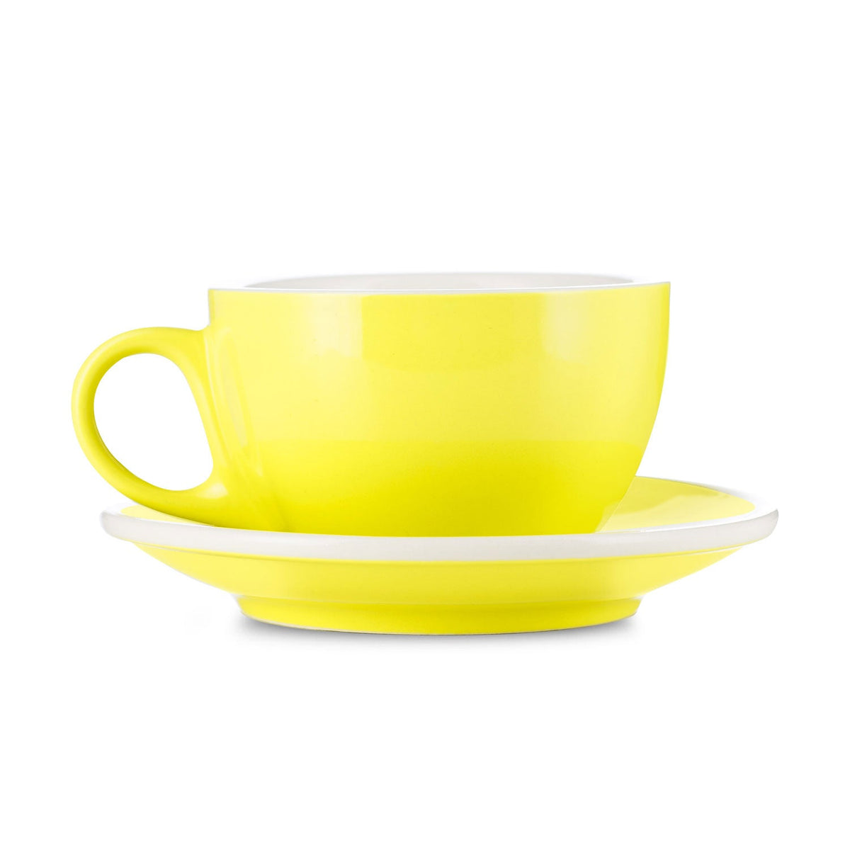 Coffee Mug, Latte Cup & Saucer Yellow (8oz 252ml), Ceramic Construction, Porcelain Construction for Everyday Drinks, Home and Entertaining image 7