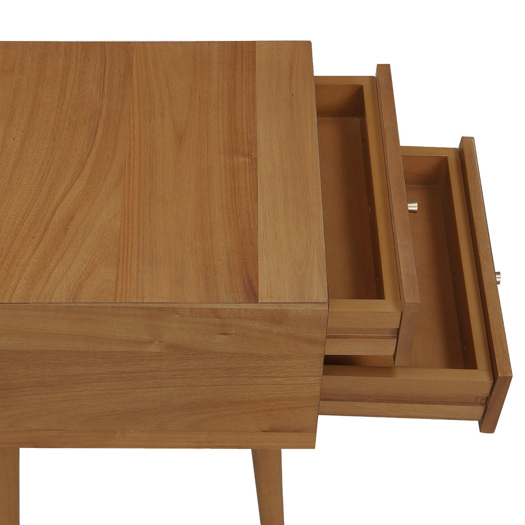 Nightstand, Wood Mid Century Nightstands Acacia (Set of 2), Solid Wood Construction for Bedrooms, Bedside Essentials and Everyday Storage image 7