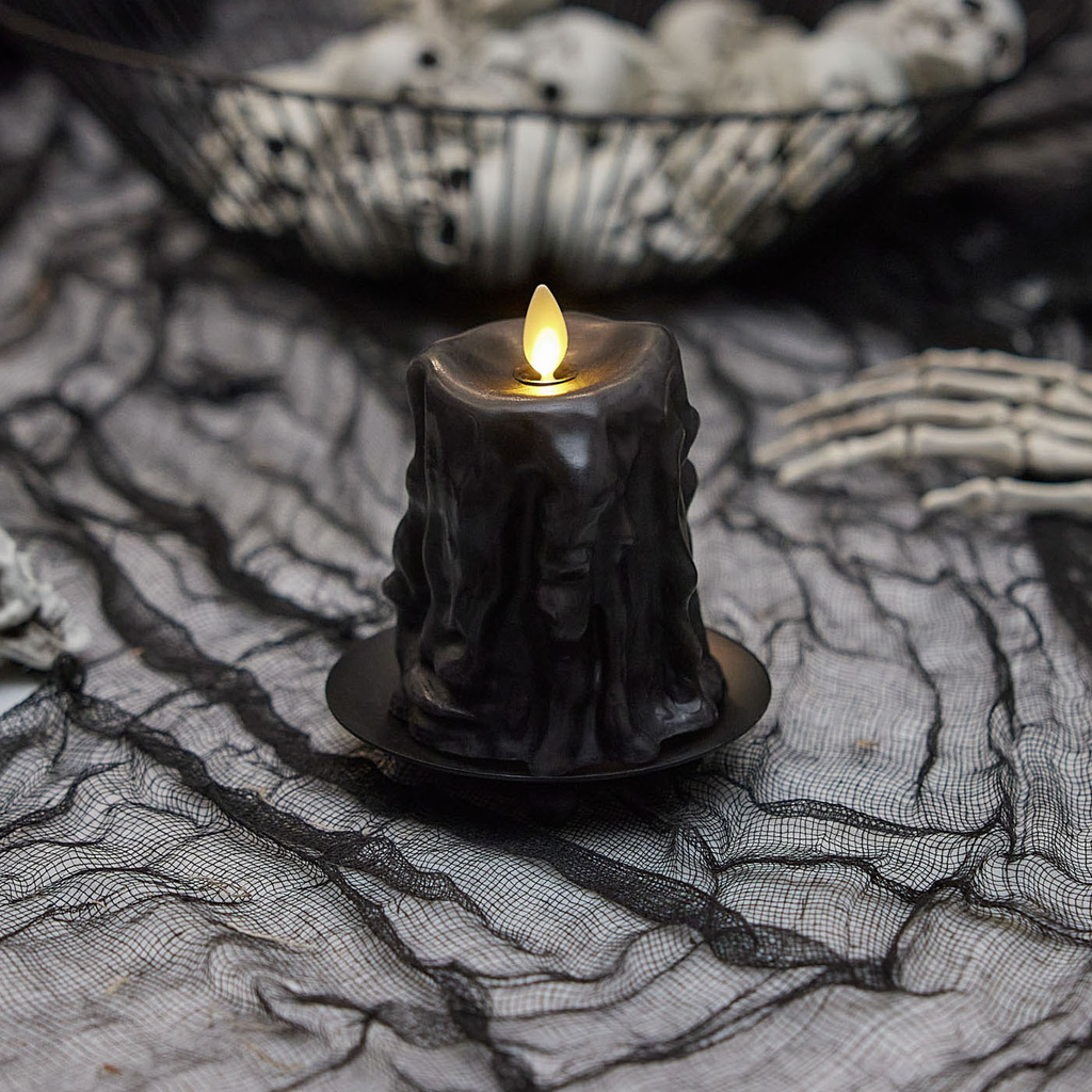 Flameless Candle, Black Heavy Wax Drip Slim Pillar for Bedrooms, Living Rooms and Everyday Candlelight Ambience, 2 Size Options image 7