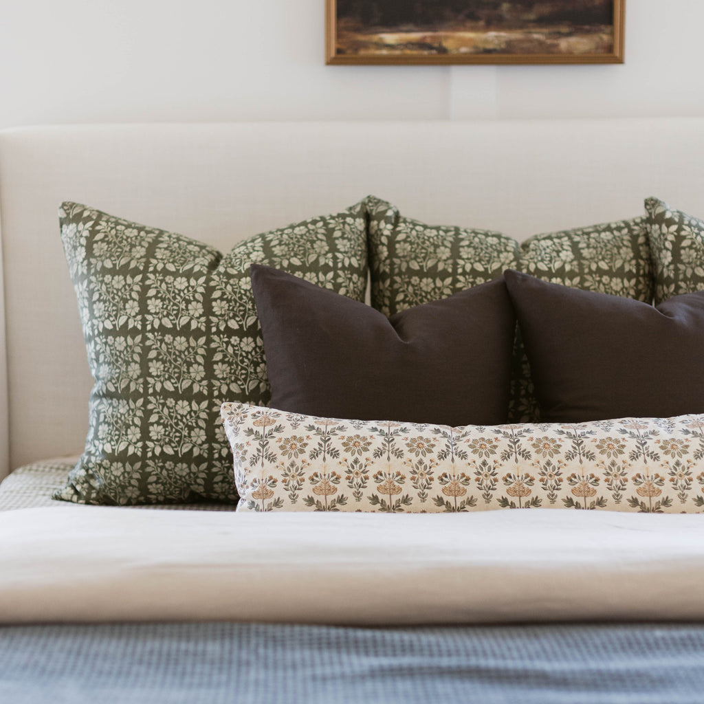 Decorative Pillow Cover Set, Evergreen Floral in Linen 18" 22" 26" for Sofas, Beds and Living Room Accents, 3 Size Options image 7