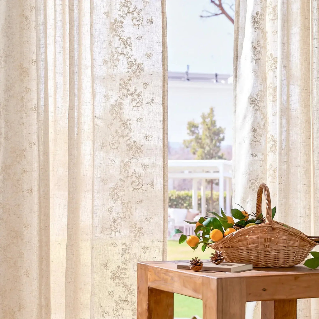 Window Curtain, Embroidered Vine Linen Blend Curtains (2, Machine-Washable Care for Bedrooms, Living Rooms and Home Privacy image 8