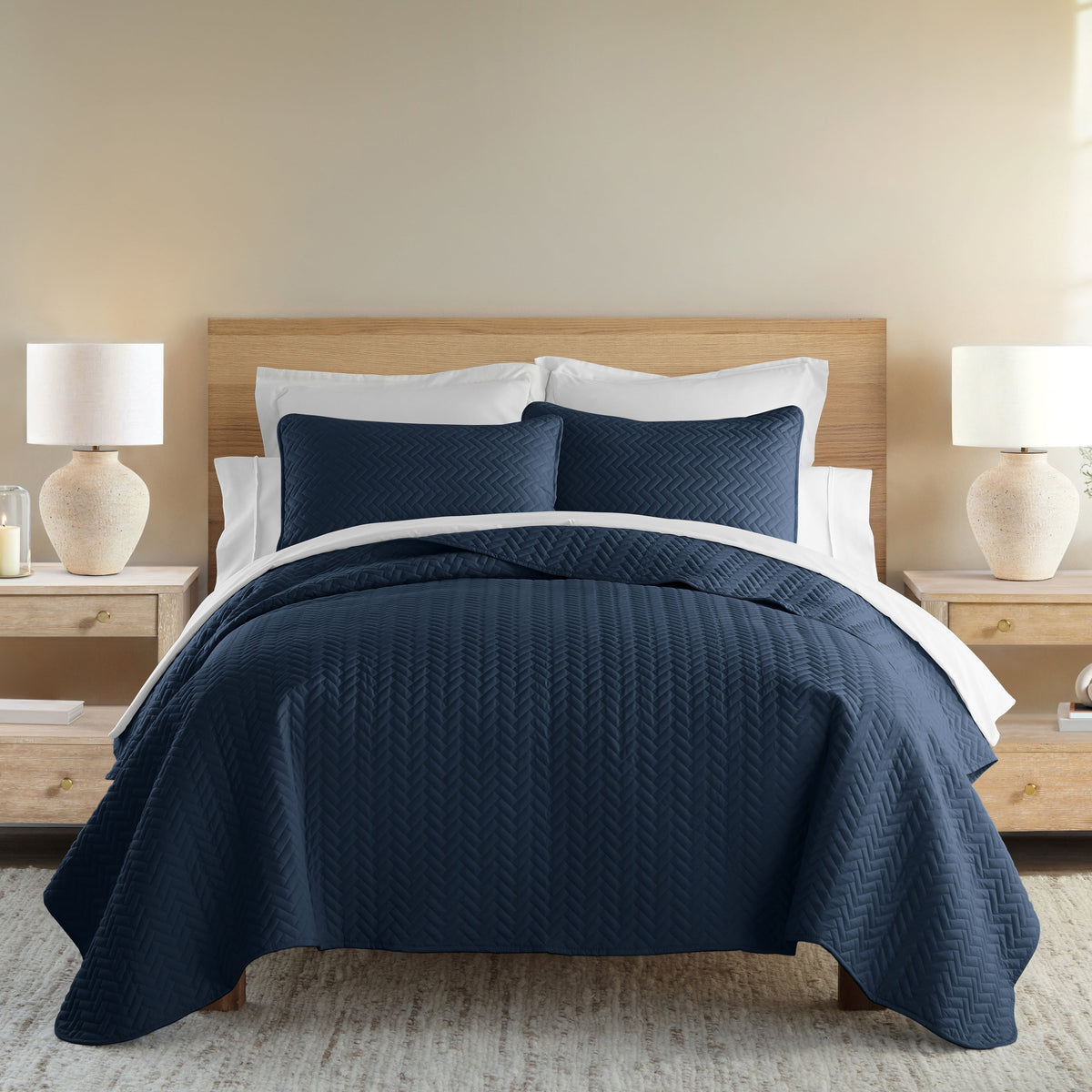 Quilted Coverlet Set, 3 Piece Herringbone for Guest Bedrooms, Layered Beds and Everyday Bedding, 3 Sizes and 6 Colors image 8