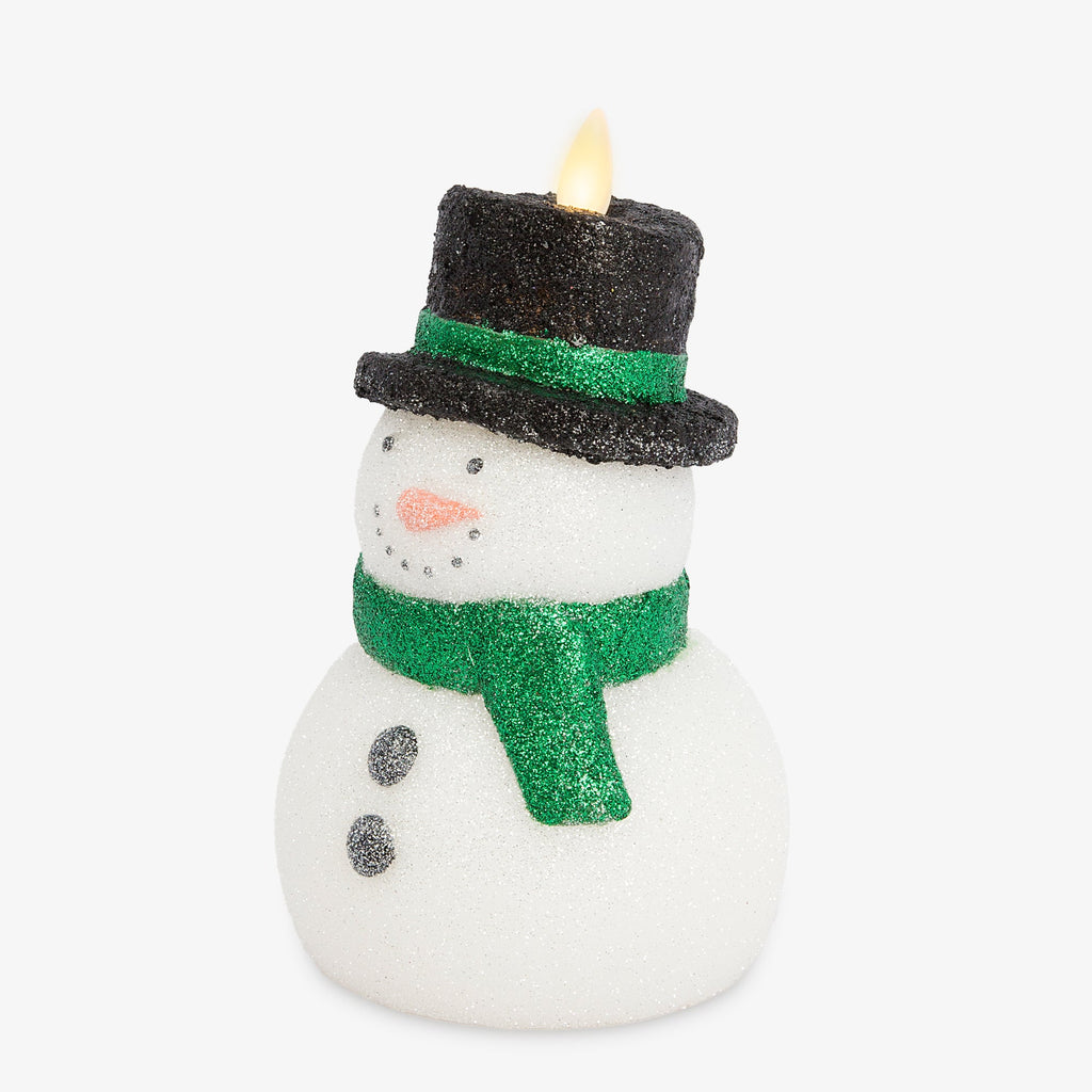 Flameless Candle, White Glitter Snowman for Mantels, Entryways and Holiday Displays, Designed for Everyday Home Use image 8