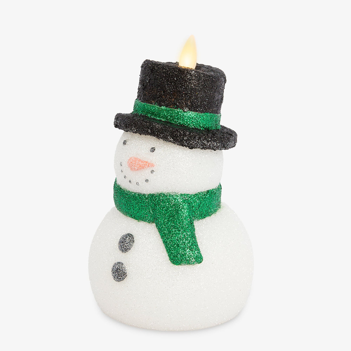 Flameless Candle, White Glitter Snowman for Mantels, Entryways and Holiday Displays, Designed for Everyday Home Use image 8