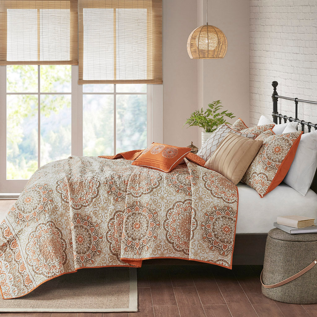 Cozy Throw Blanket, Tangiers 6 Piece Reversible Quilt Set, Machine-Washable Care for Sofas, Beds and Relaxing at Home, 2 Sizes and 2 Colors image 8