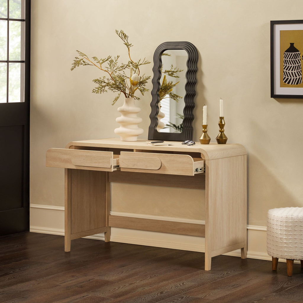 Writing Desk, Chantelle Modern Curved for Bedroom Workspaces, Home Offices and Daily Writing, 2 Color Options image 8
