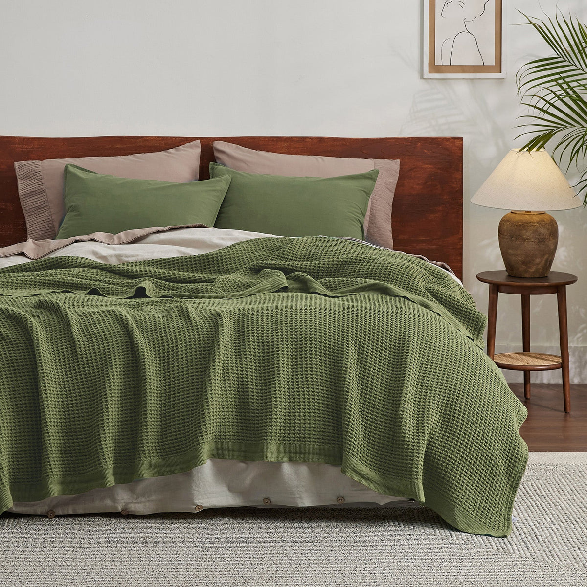Cozy Throw Blanket, Cotton Waffle Weave, Lightweight Design, Breathable Construction for Living Rooms, Bedrooms and Everyday Lounging image 8