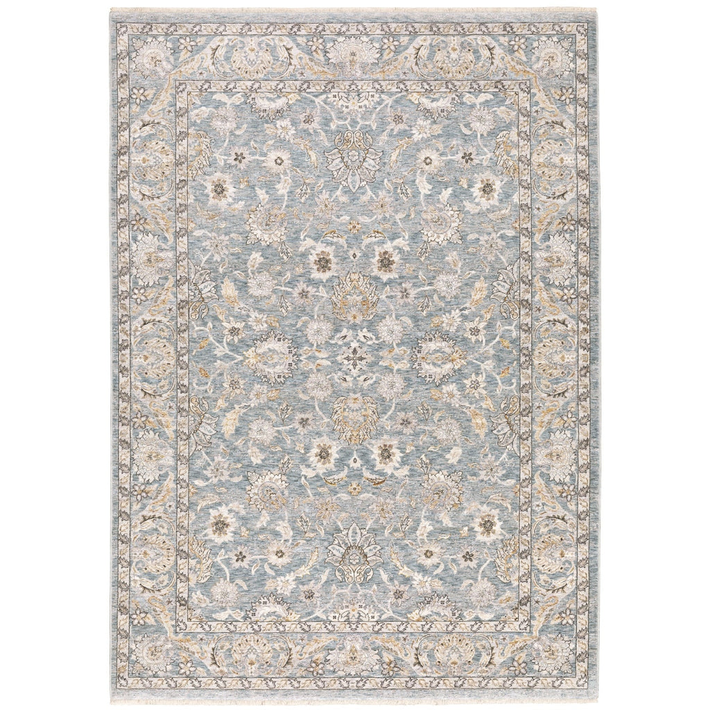 Area Rug, Maharaja 070E1 Blue Ivory for Living Rooms, Bedrooms and Entryways, 10 Size Options image 8