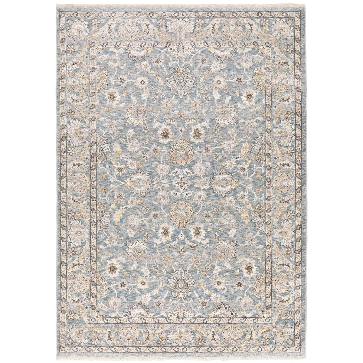 Area Rug, Maharaja 070E1 Blue Ivory for Living Rooms, Bedrooms and Entryways, 10 Size Options image 8
