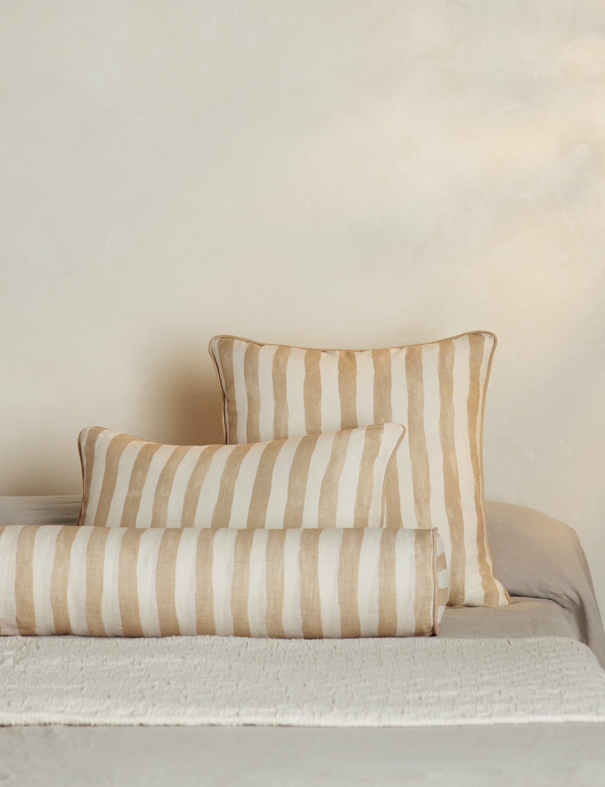 Bed Pillow, Painterly Stripe Linen Long Bolster for Everyday Sleep and Guest Room Bedding, 3 Color Options image 8