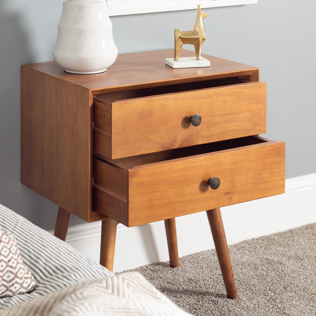 Nightstand, Mid Century Solid Wood Collection 1 or 2 for Bedrooms, Bedside Essentials and Everyday Storage, 2 Color Options image 8