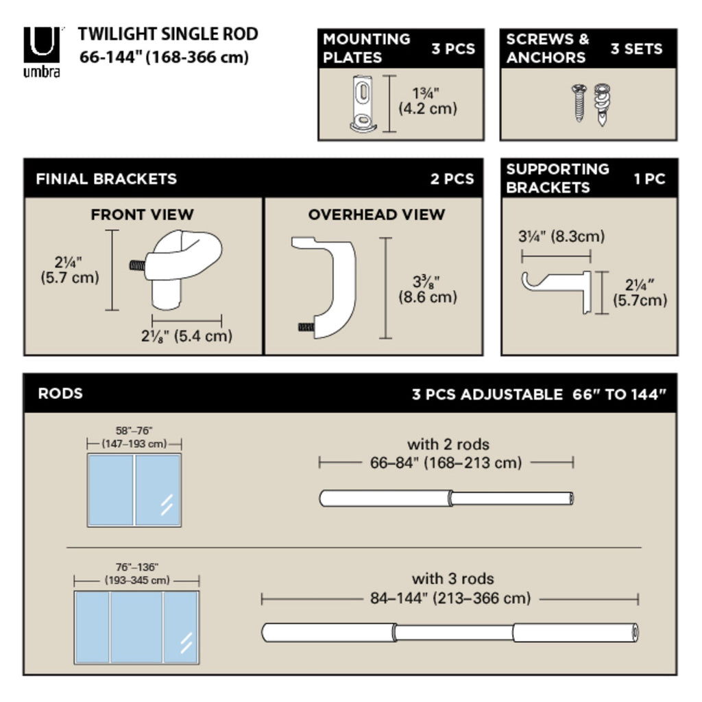 Window Curtain, Twilight Blackout Rod, Adjustable Design for Windows, Room Styling and Everyday Privacy, 2 Sizes and 2 Colors image 8