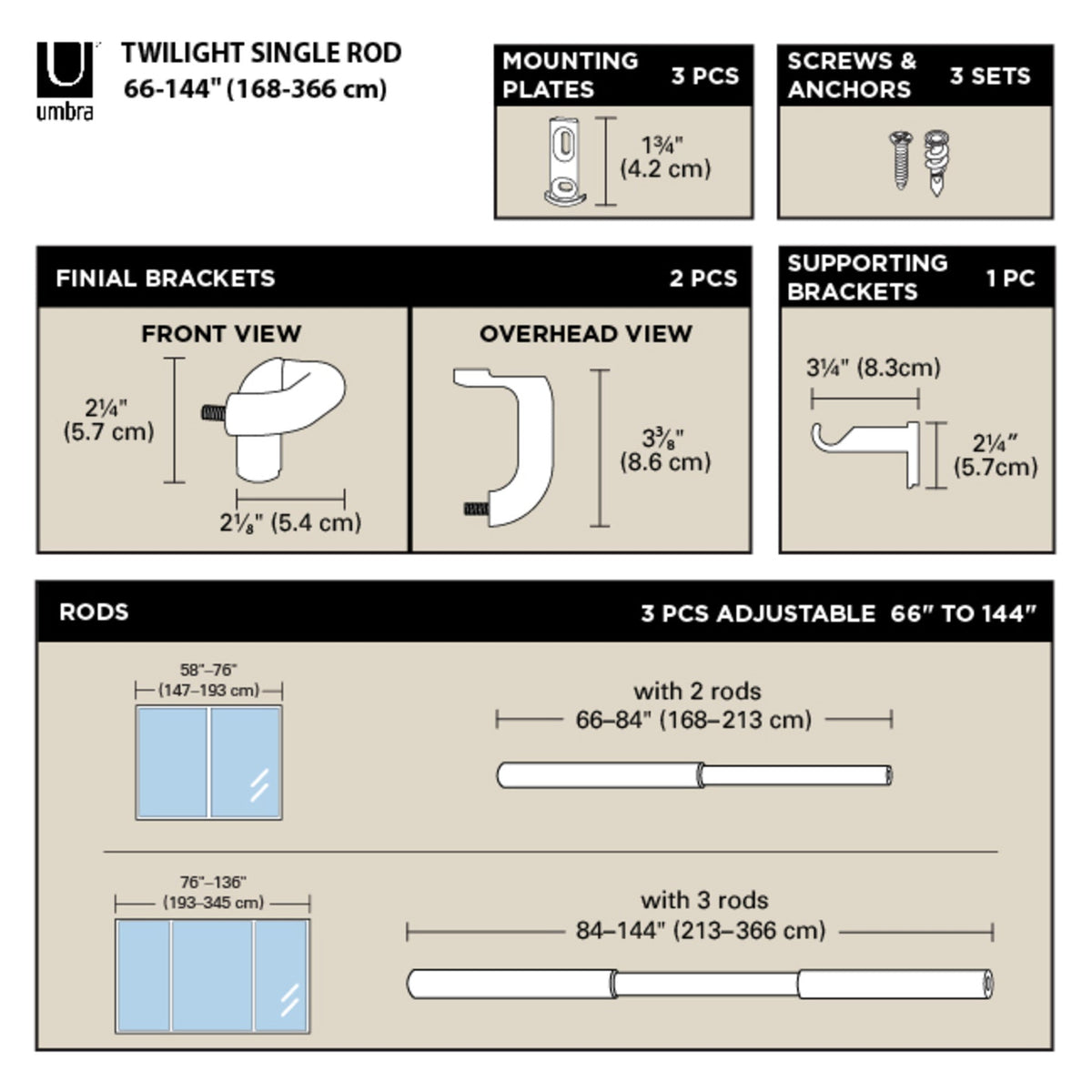 Window Curtain, Twilight Blackout Rod, Adjustable Design for Windows, Room Styling and Everyday Privacy, 2 Sizes and 2 Colors image 8