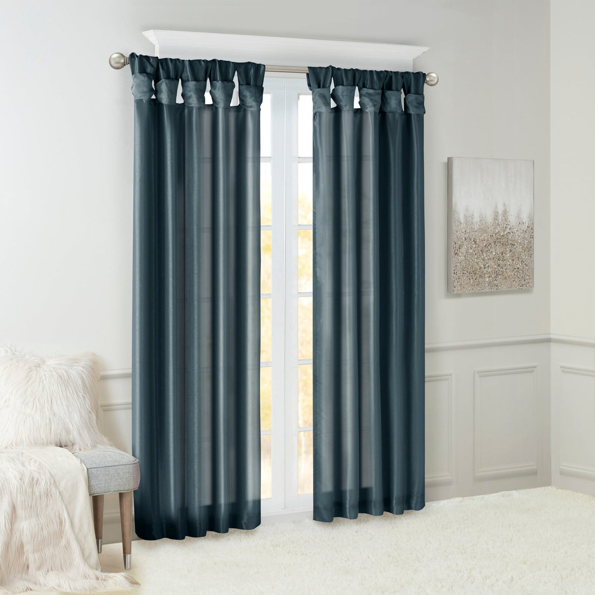 Window Curtain, Emilia Twist Tab Lined Panel, Machine-Washable Care for Windows, Room Styling and Everyday Privacy, 5 Sizes and 14 Colors image 8