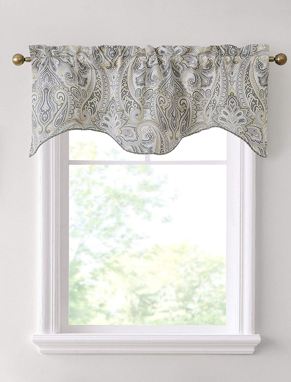 Window Curtain, Paris Paisley Floral Scalloped Valance 50 W x for Bedrooms, Living Rooms and Home Privacy, 7 Color Options image 8