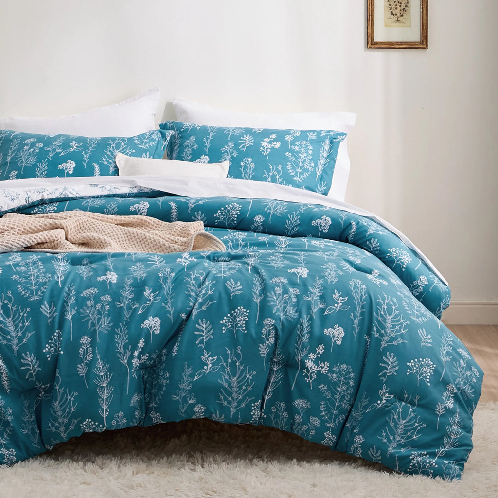 Down & Feather Comforter, Floral Set, Machine-Washable Care for Everyday Bedding and Comfortable Sleep, 7 Sizes and 13 Colors image 8