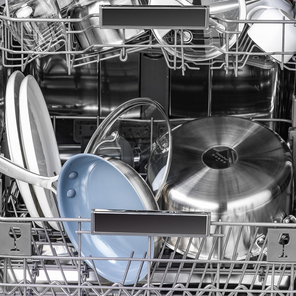 Kitchen Cookware, Ceramic Nonstick Stainless Steel 10 Piece Set, Dishwasher-Safe Care for Everyday Meals and Home Cooking image 8