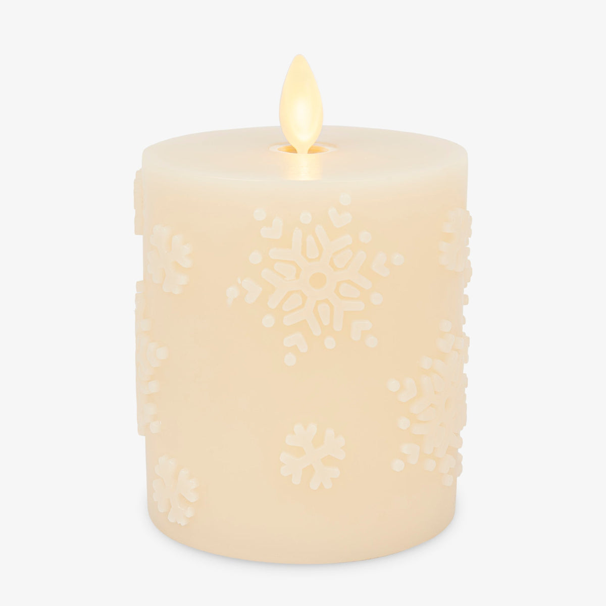 Flameless Candle, White Swan Embossed Snowflake Pillar for Mantels, Entryways and Holiday Displays, 2 Size Options image 8