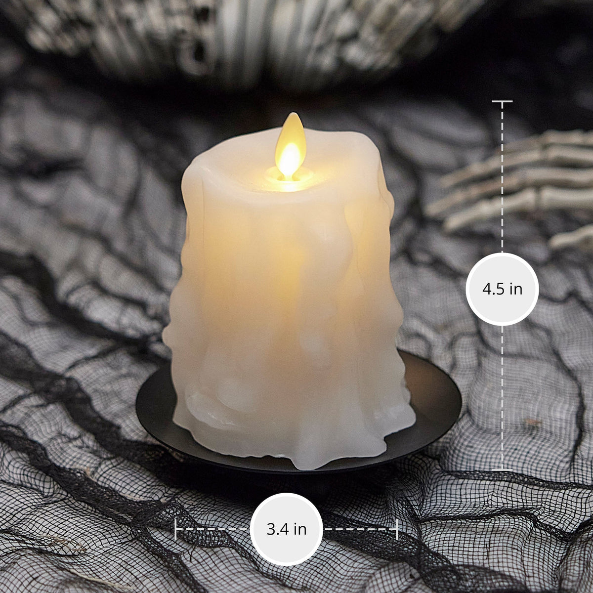 Flameless Candle, White Heavy Wax Drip Slim Pillar for Mantels, Entryways and Holiday Displays, 2 Size Options image 8
