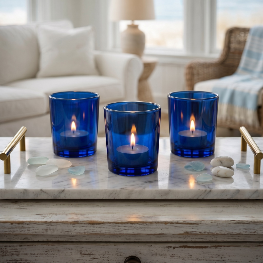 Votive Candle Holder Set, Blue 12 Pack for Home Candle Displays and Table Centerpieces, Designed for Everyday Home Use image 8