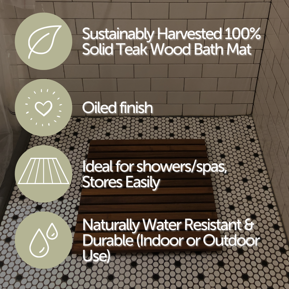 Teak Shower Mat, Redfish Oiled 19.6″ x 19.6″ for Bath Floors, Shower Areas and Everyday Bathroom Use image 8