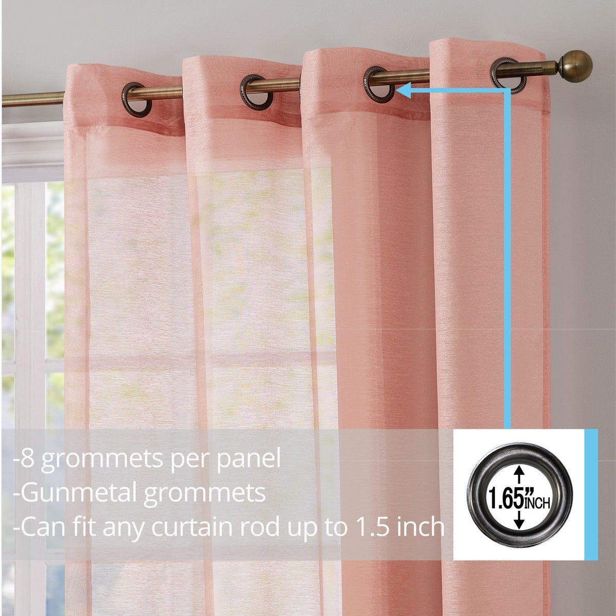 Window Curtain, Victoria Semi Sheer Grommet Panels for Windows, Room Styling and Everyday Privacy, 14 Sizes and 28 Colors image 8
