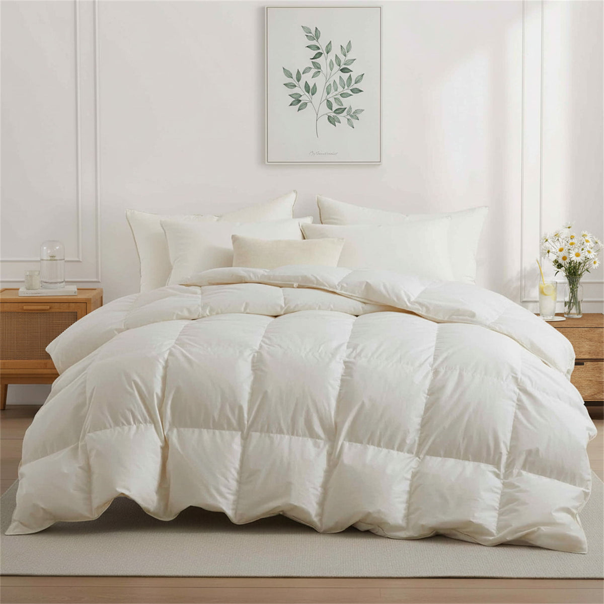 Down Comforter, Organic Cotton, Lightweight Design for Everyday Bedding and Comfortable Sleep, 4 Size Options image 8