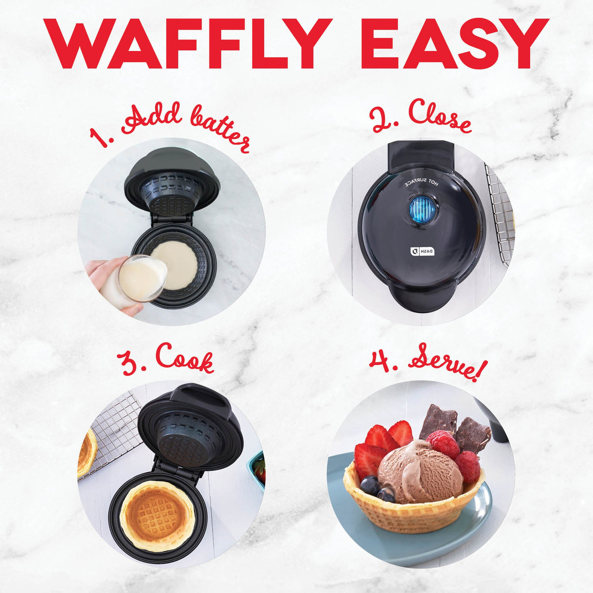 Dinnerware, Mini Waffle Bowl Maker, Non-Slip Design for Family Dining, Serving and Entertaining, 3 Color Options image 8