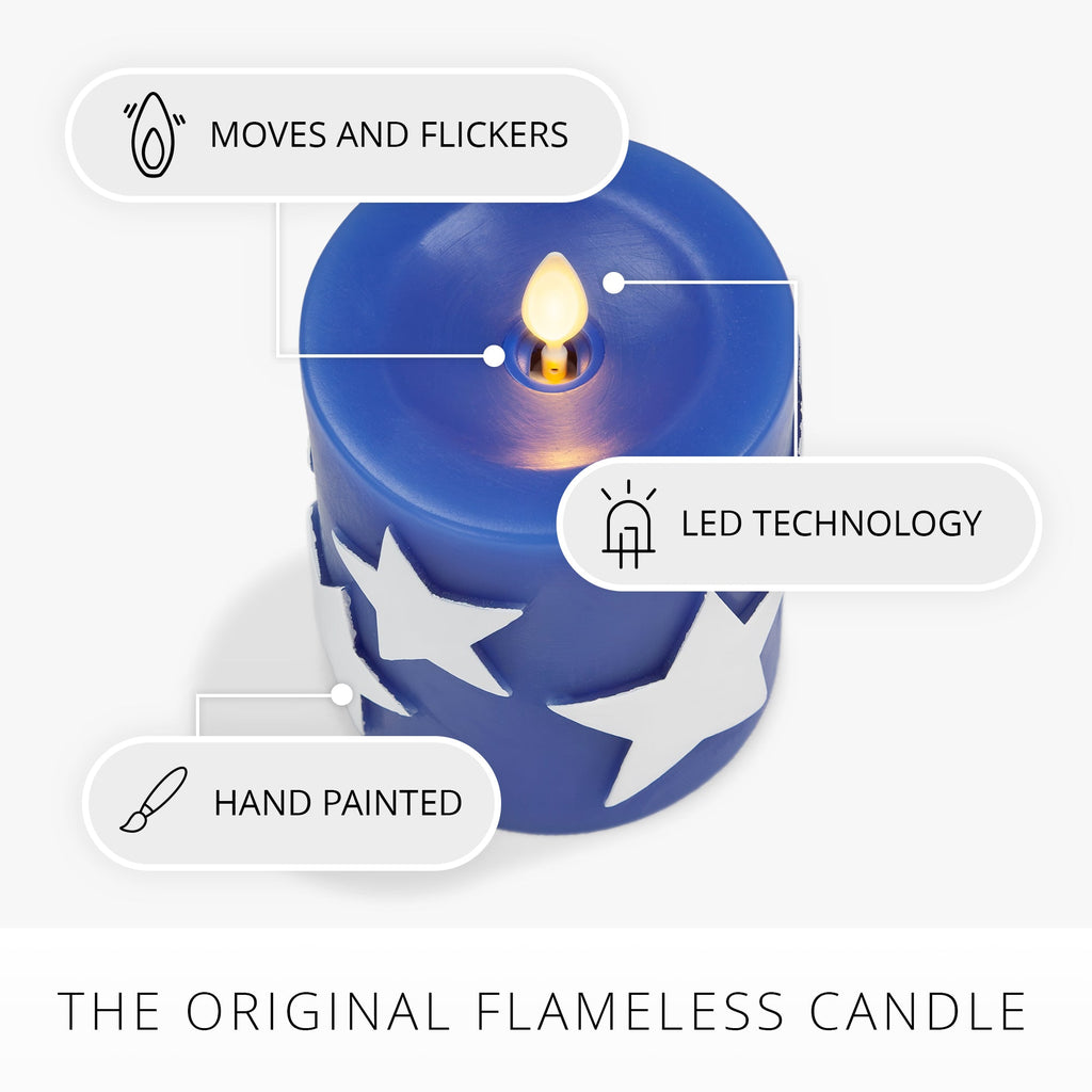 Flameless Candle, Set of 2 Stars & Stripes Pillars for Mantels, Entryways and Holiday Displays image 8