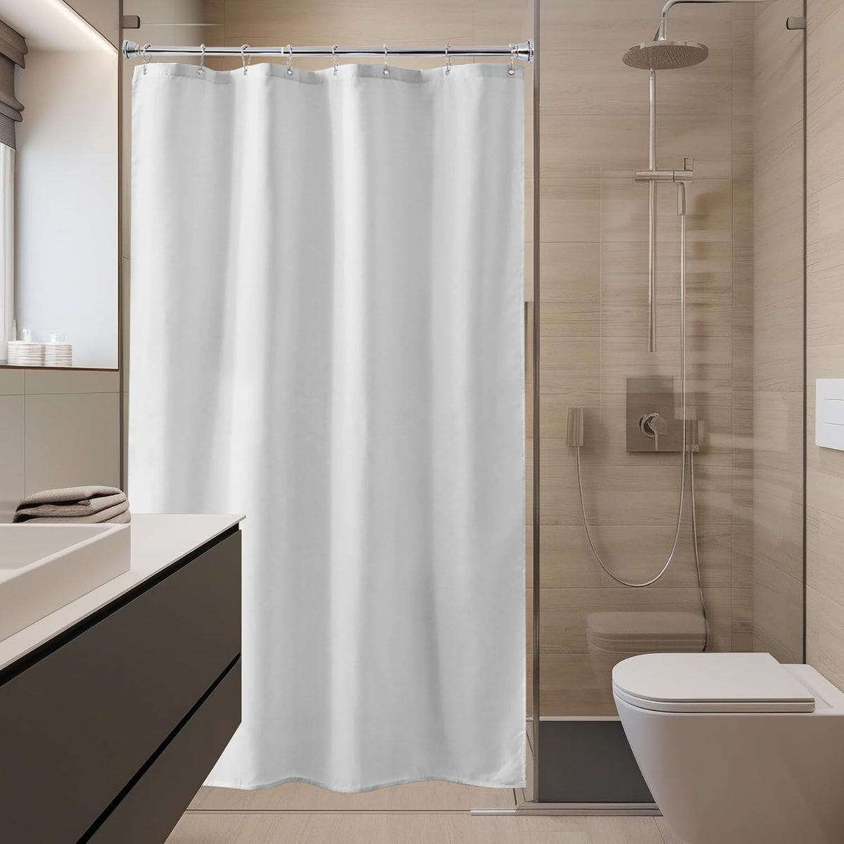 Bathroom Accessory, Waterproof Fabric Shower Curtain Liner, 120, Machine-Washable Care for Guest Baths and Daily Bathroom Routines image 8