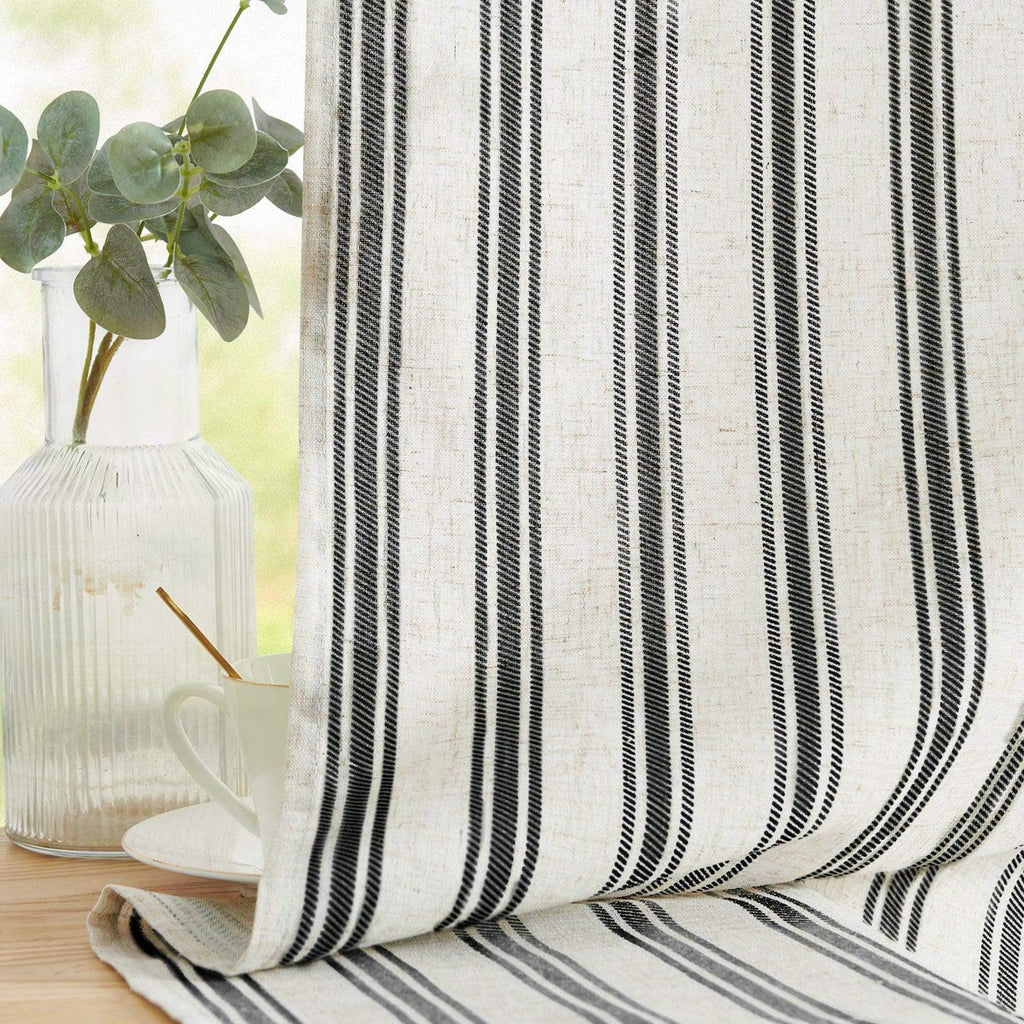 Window Curtain, Twill Striped Linen Blend Rod Pocket Kitchen, Lightweight Design for Windows, Room Styling and Everyday Privacy image 8