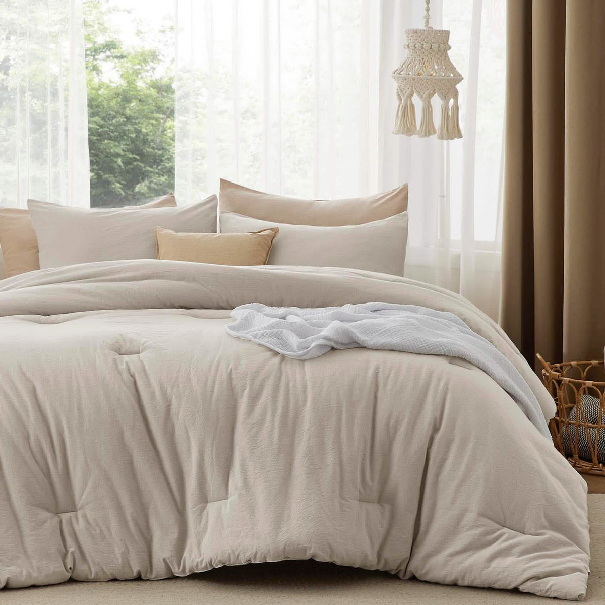 Bed Comforter, Prewashed Cotton Set for Year-Round Bedroom Comfort and Restful Sleep, 5 Sizes and 12 Colors image 8