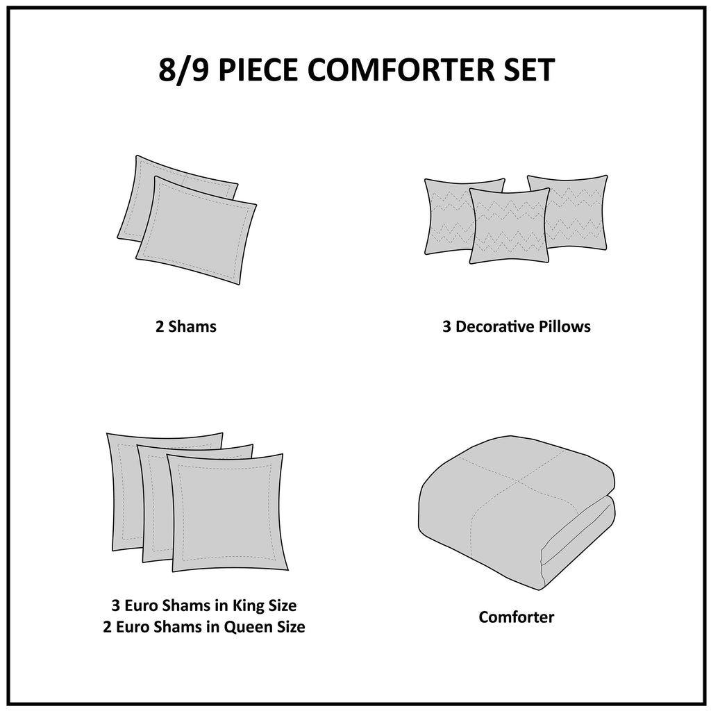 Bed Comforter, Shades of Serenity Set, Machine-Washable Care, Hypoallergenic Comfort for Everyday Bedding and Comfortable Sleep image 8