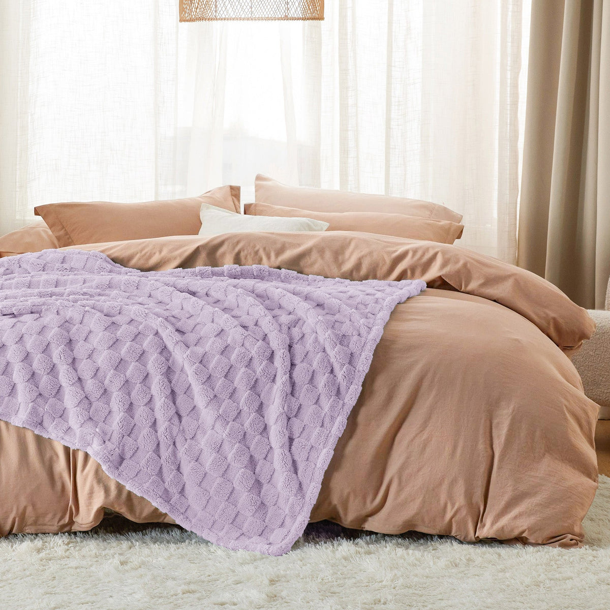 Cozy Throw Blanket, Jacquard Shaggy Sherpa for Living Rooms, Bedrooms and Everyday Lounging, 4 Sizes and 19 Colors image 8